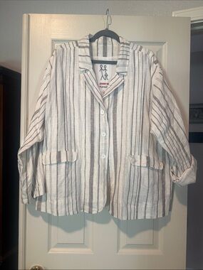 Johnny Was Striped Oversized Blazer | Large